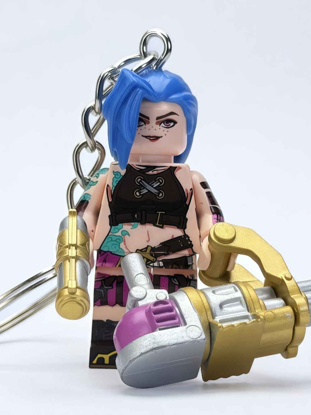 Arcane Jinx Custom Minifigure Keychain